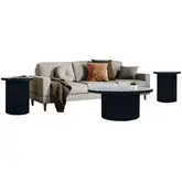 Auden 3 Piece Fluted Coffee & End Table Set in Black Wood